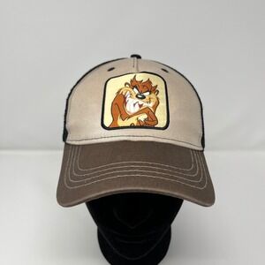H3 Headwear Looney Tunes Taz Trucker Hat OSFM Brown Tan Mesh Snapback Cap
